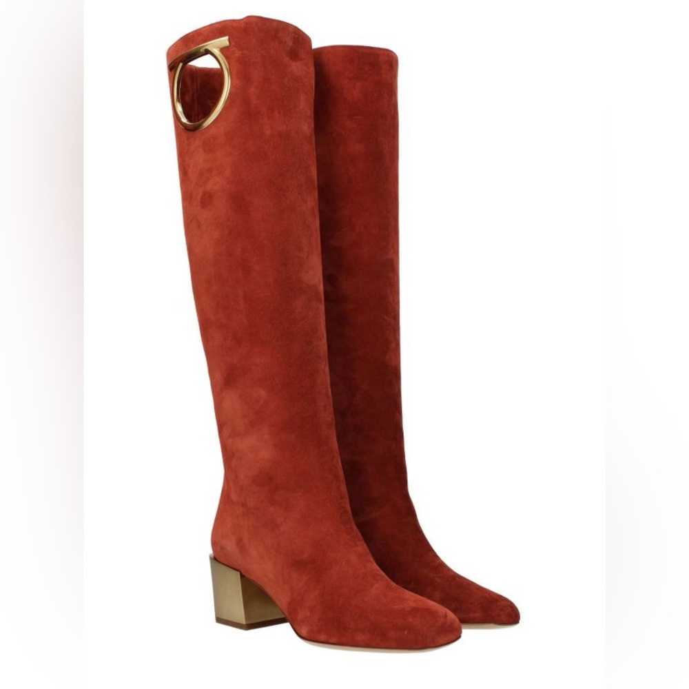 New with box SALVATORE FERRAGAMO Suede Knee High Boots